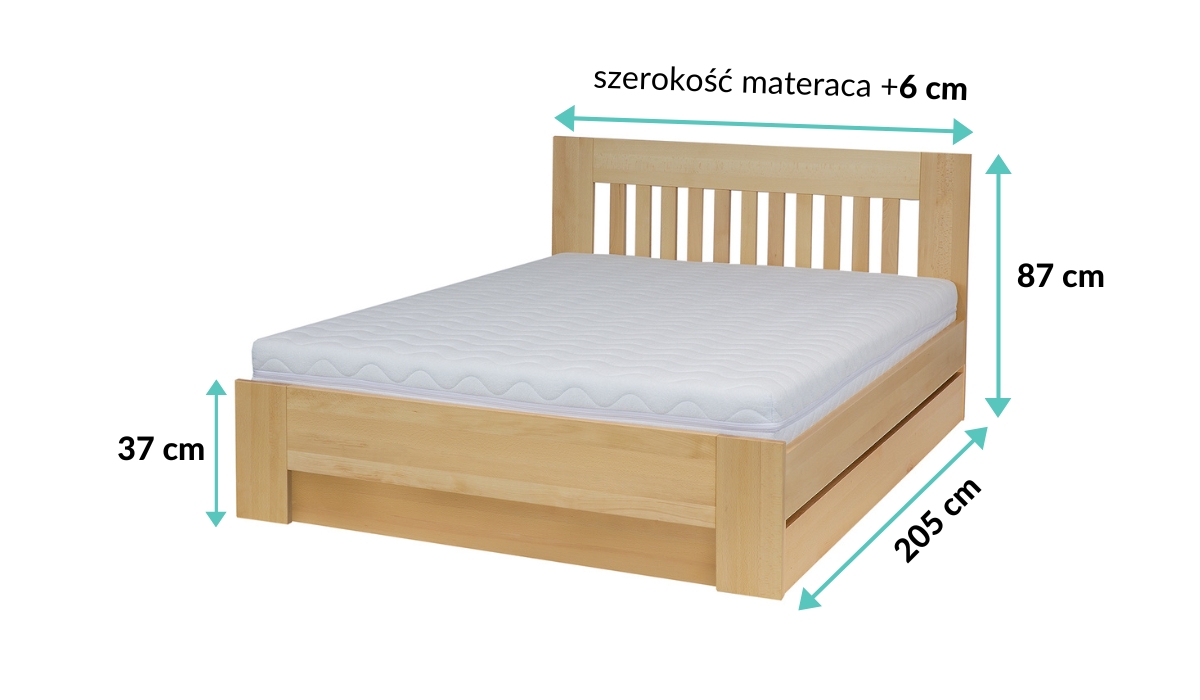 wymiary łóżka bukowego LK186 Box